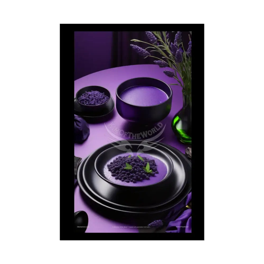 Restaurant Satin Color Combo Cosmic Gothic Fine Dining Art Framable Iridescent Deep Purple Satin Kitchen Décor Poster