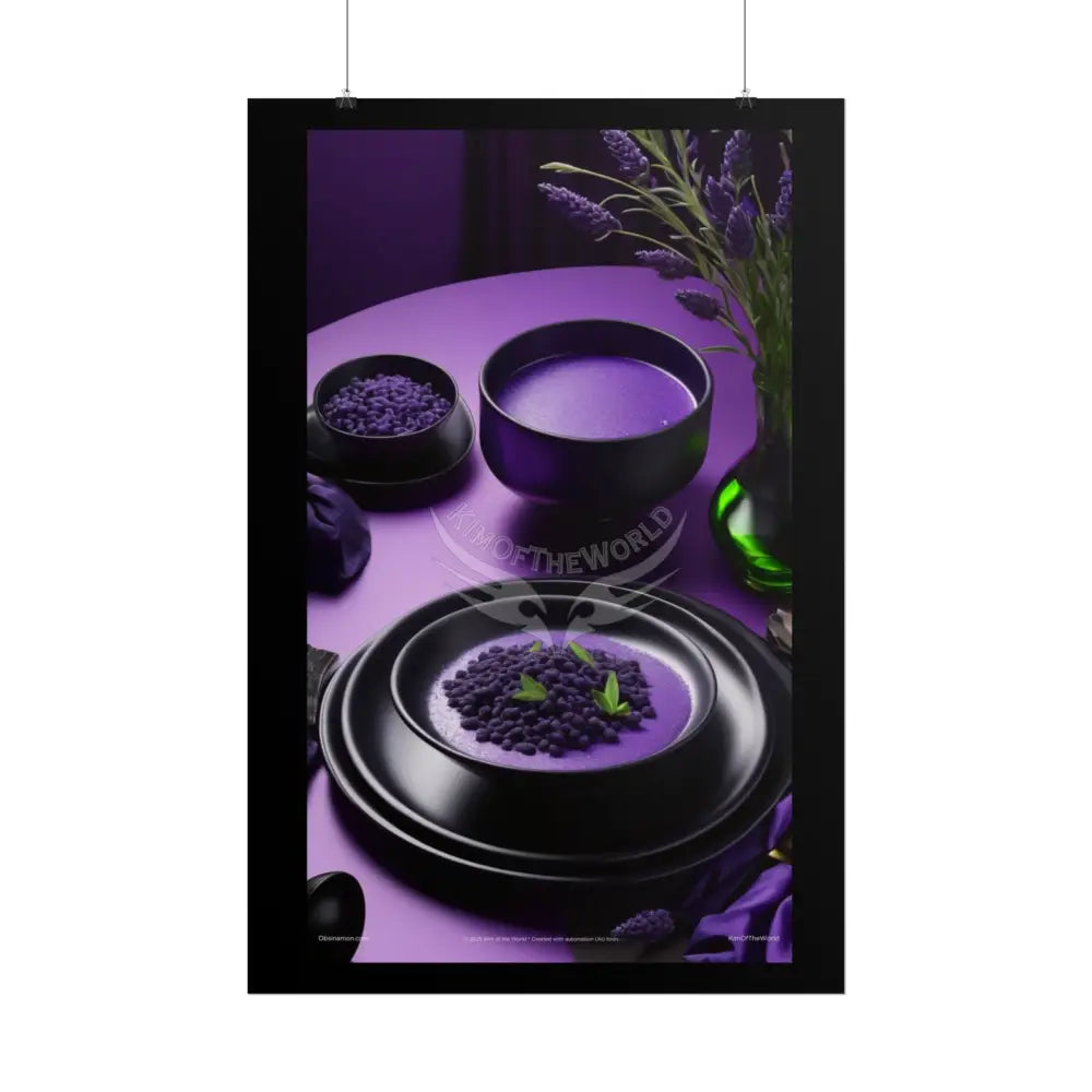 Restaurant Satin Color Combo Cosmic Gothic Fine Dining Art Framable Iridescent Deep Purple Satin Kitchen Décor Poster