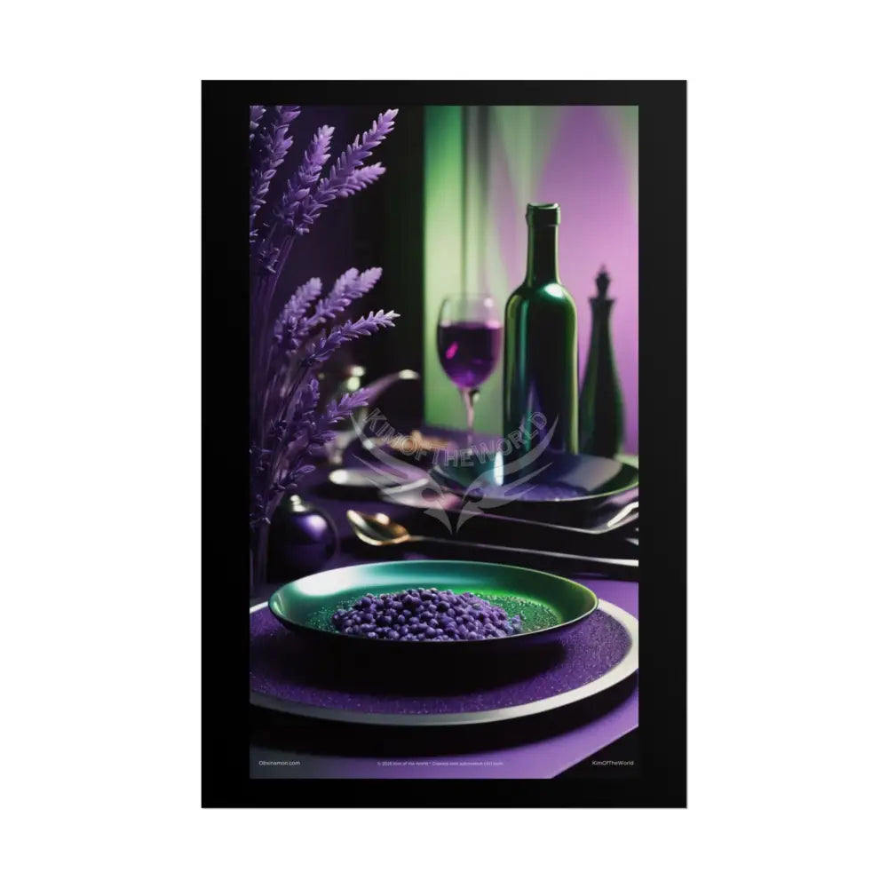 Restaurant Satin Color Combo Cosmic Gothic Fine Wine & Dining Art Framable Iridescent Deep Purple Satin Kitchen Décor
