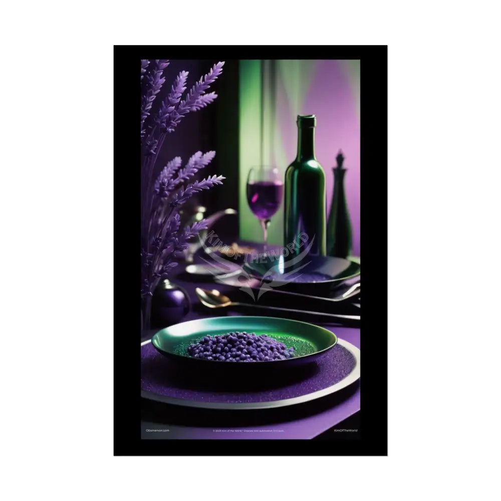Restaurant Satin Color Combo Cosmic Gothic Fine Wine & Dining Art Framable Iridescent Deep Purple Satin Kitchen Décor