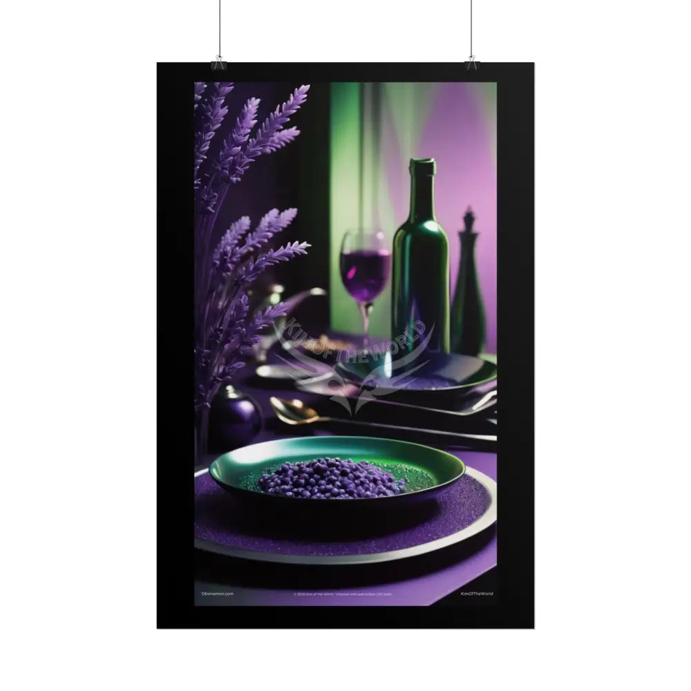 Restaurant Satin Color Combo Cosmic Gothic Fine Wine & Dining Art Framable Iridescent Deep Purple Satin Kitchen Décor