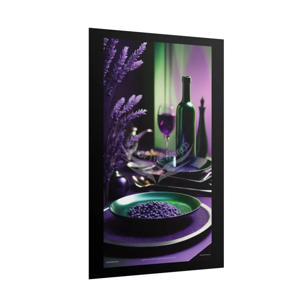 Restaurant Satin Color Combo Cosmic Gothic Fine Wine & Dining Art Framable Iridescent Deep Purple Satin Kitchen Décor