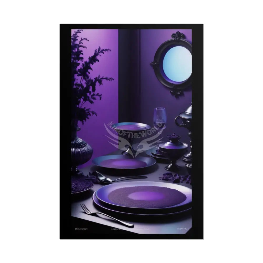Restaurant Satin Color Combo Fine Dining Art Framable Iridescent Deep Purple Kitchen Décor Poster Mix & Match Set 24’’