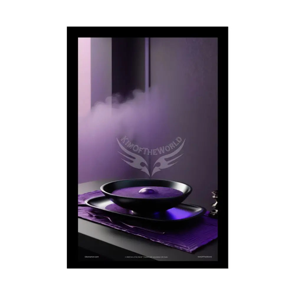 Restaurant Satin Color Combo Fine Dining Art Framable Iridescent Deep Purple Kitchen Décor Poster Mix & Match Set 24’’