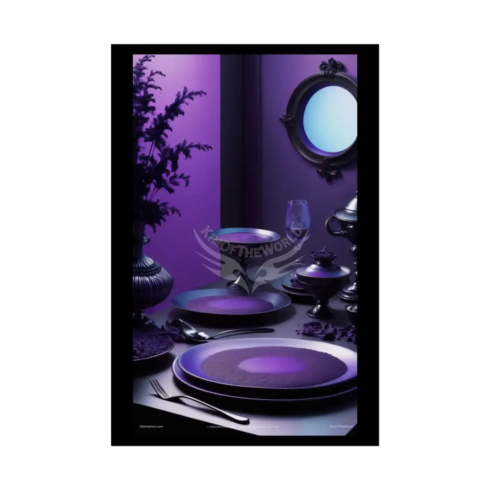Restaurant Satin Color Combo Fine Dining Art Framable Iridescent Deep Purple Kitchen Décor Poster Mix & Match Set 24’’