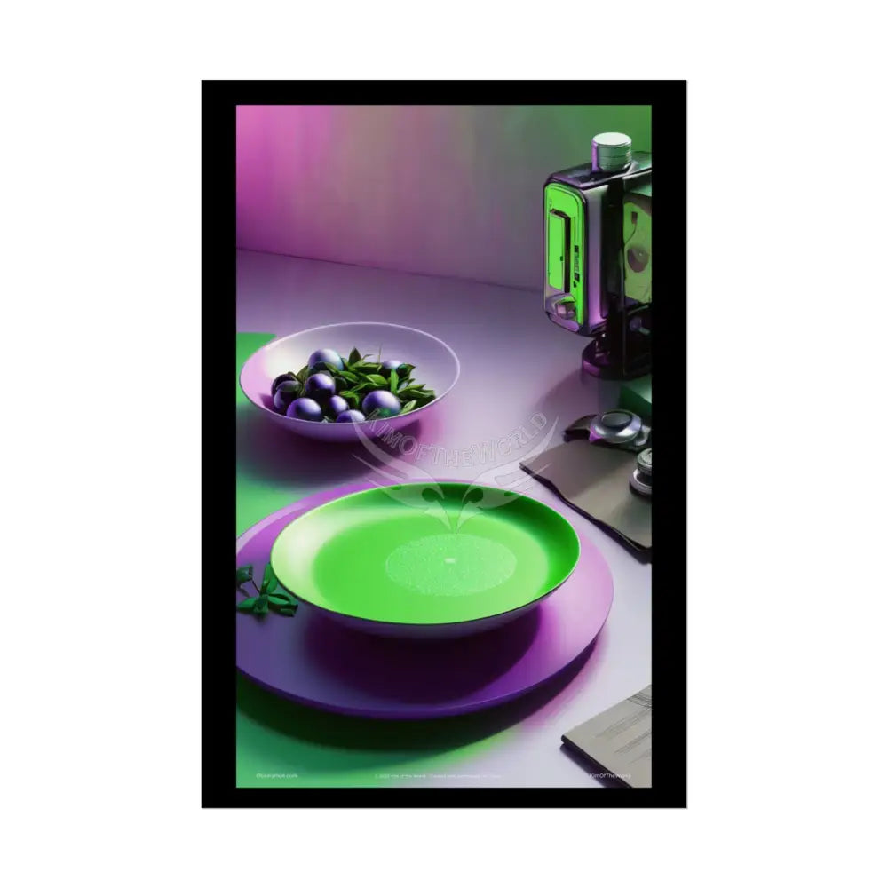 Restaurant Satin Color Combo Fine Dining Art Framable Iridescent Pink & Green Kitchen Décor Poster Mix & Match Set 20″