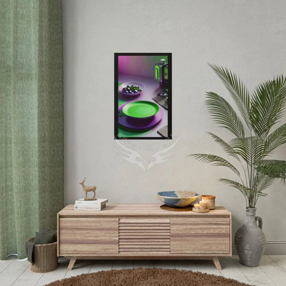 Restaurant Satin Color Combo Fine Dining Art Framable Iridescent Pink & Green Kitchen Décor Poster Mix & Match Set