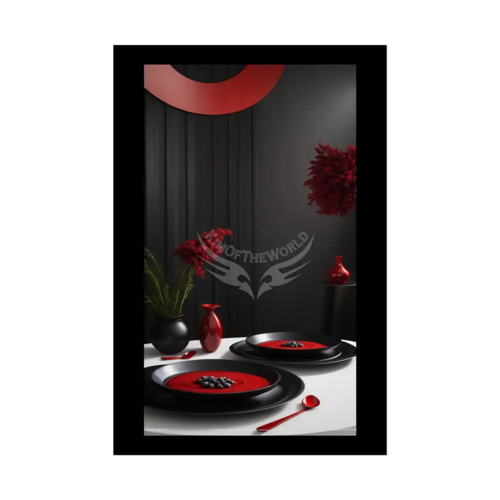 Restaurant Satin Color Combo Fine Dining Art Framable Iridescent Red & Black Kitchen Décor Poster Mix & Match Set 20″ x