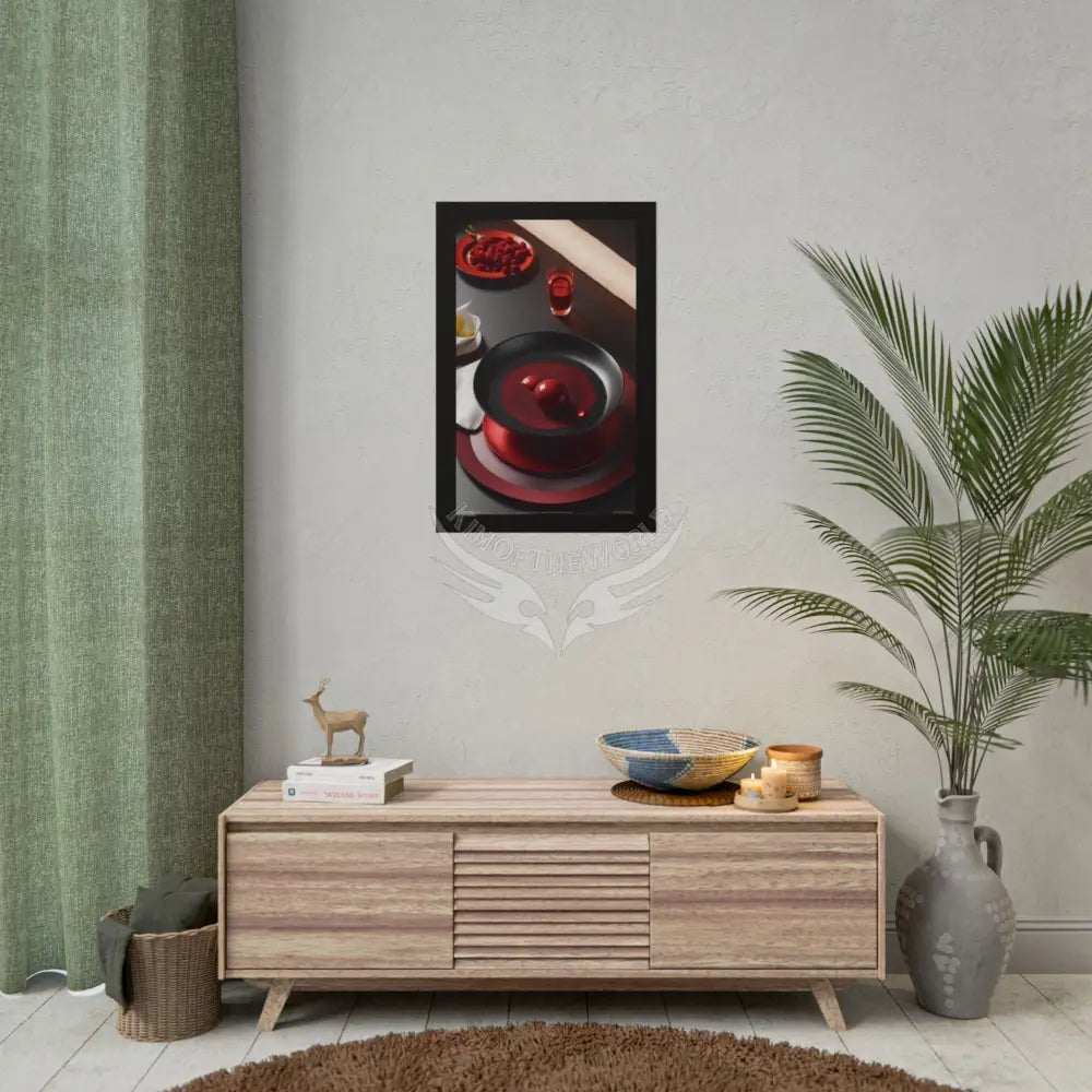 Restaurant Satin Color Combo Fine Dining Art Framable Iridescent Red & Black Satin Kitchen Décor Poster Mix & Match Set