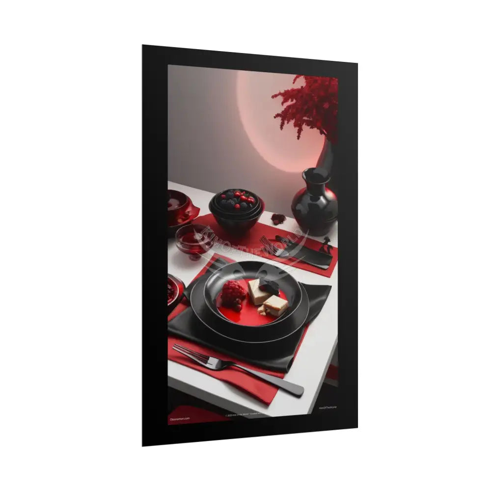 Restaurant Satin Color Combo Fine Dining Art Framable Iridescent Red & Black Satin Kitchen Décor Poster Mix & Match Set