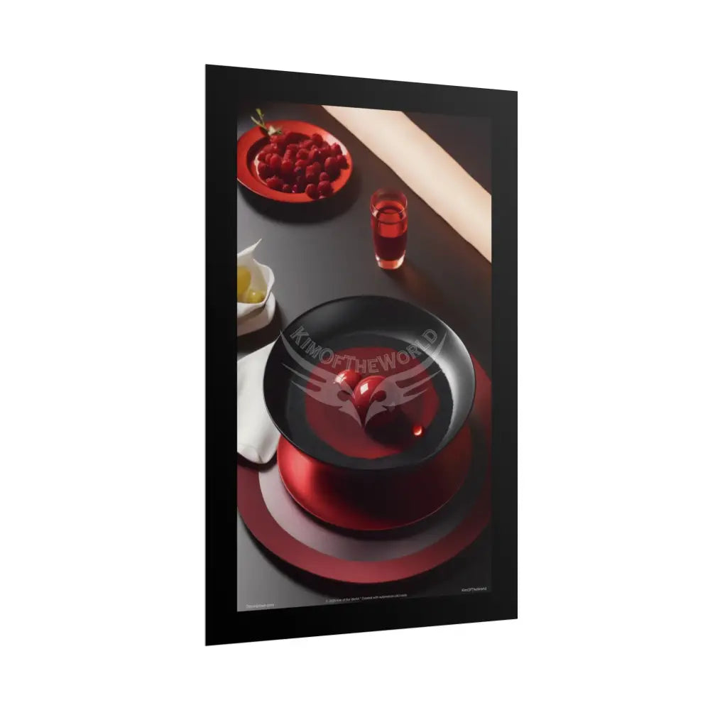 Restaurant Satin Color Combo Fine Dining Art Framable Iridescent Red & Black Satin Kitchen Décor Poster Mix & Match Set