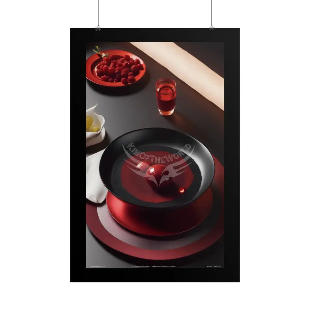 Restaurant Satin Color Combo Fine Dining Art Framable Iridescent Red & Black Satin Kitchen Décor Poster Mix & Match Set