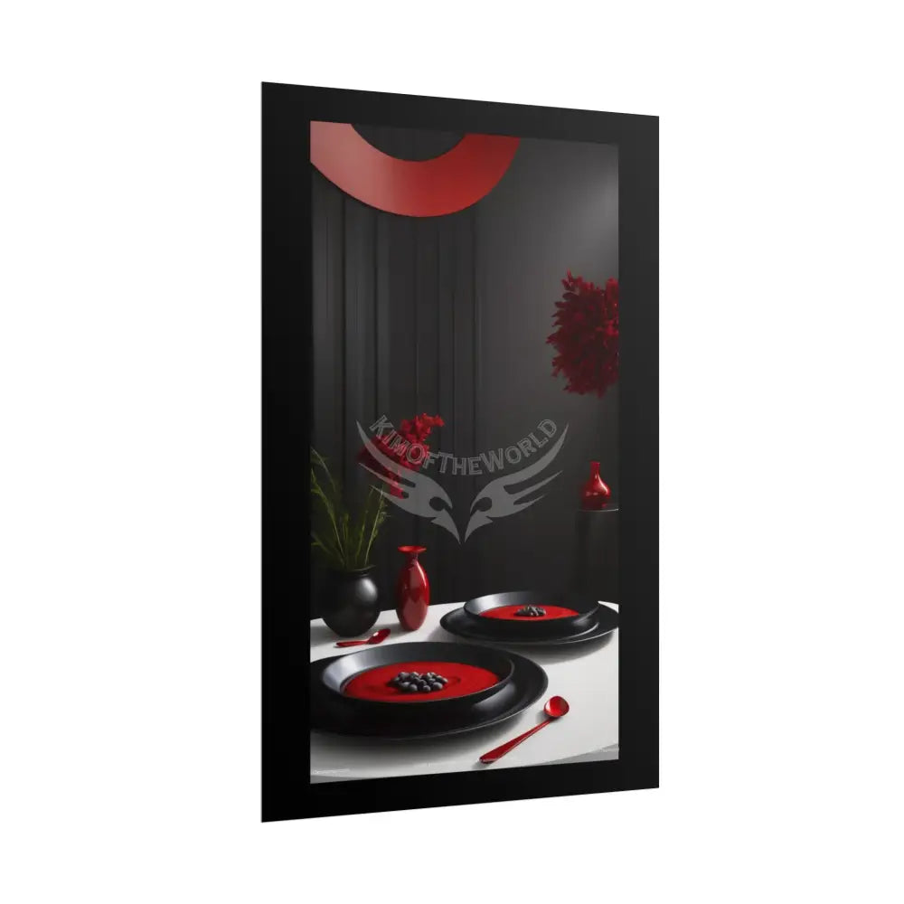 Restaurant Satin Color Combo Fine Dining Art Framable Iridescent Red & Black Kitchen Décor Poster Mix & Match Set Poster