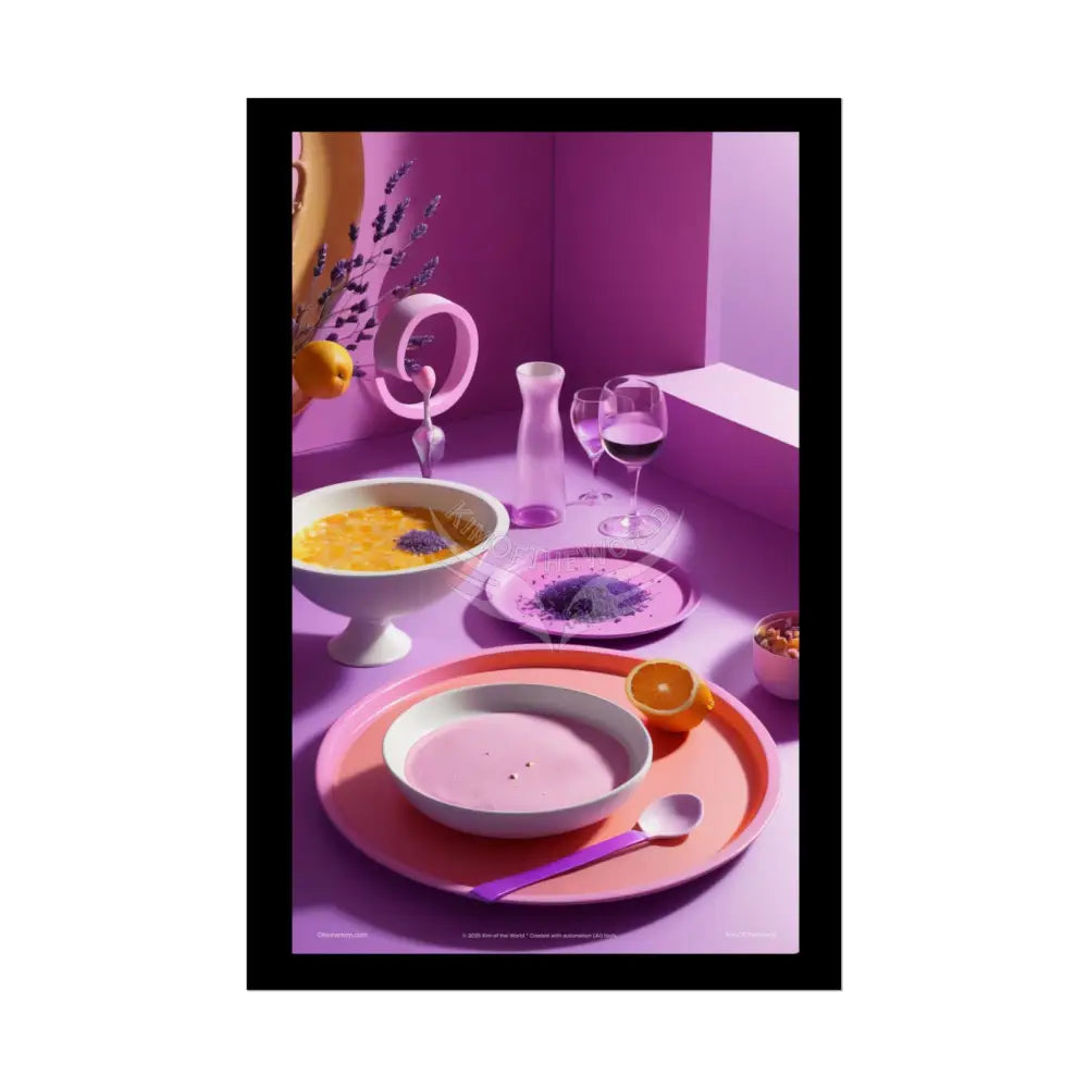 Restaurant Satin Color Combo Pastels Fine Dining Art Framable Iridescent Yellow Pink & Orange Kitchen Décor Poster Mix