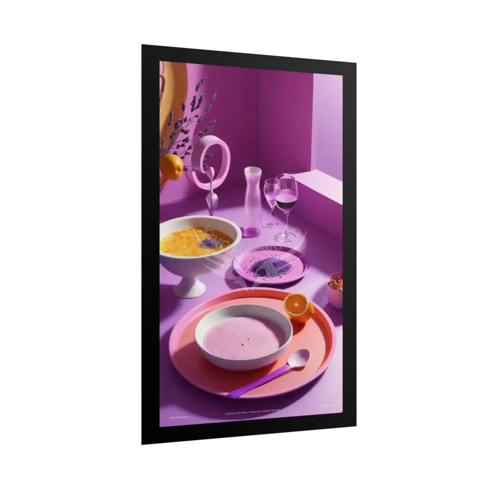 Restaurant Satin Color Combo Pastels Fine Dining Art Framable Iridescent Yellow Pink & Orange Kitchen Décor Poster Mix