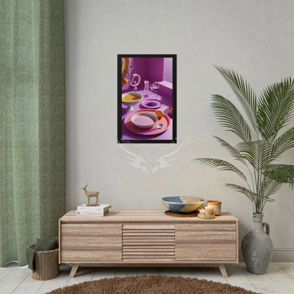 Restaurant Satin Color Combo Pastels Fine Dining Art Framable Iridescent Yellow Pink & Orange Kitchen Décor Poster Mix