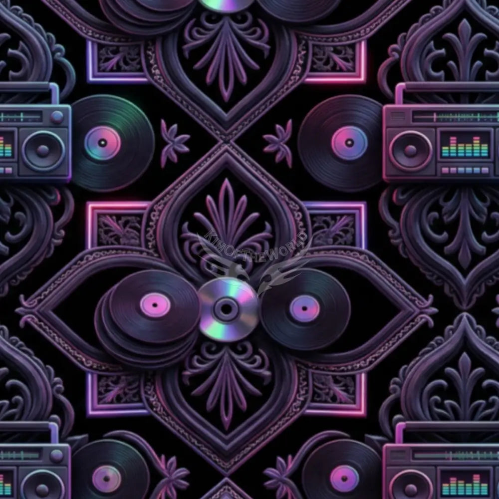 Retro 80s Neon Tinted Music Jambox MixTape Gen X Bar and Club Unpasted Mural Wallpaper 144’’x100’’ - 144’’x100’’