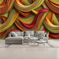 Retro Abstract 3D Waves Unpasted Mural Wallpaper 144’’x100’’ 144’’x100’’ Wall Coverings