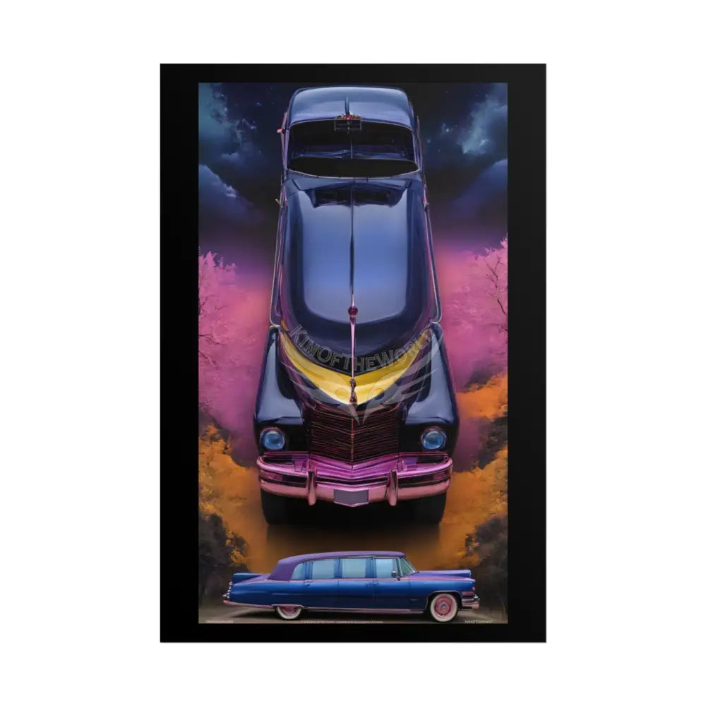 Retro Auto Flash & Flare Lace Gothic Art Poster – Iridescent Cars & Lace Rolled Poster Set Poster pieces 20″ x 30″