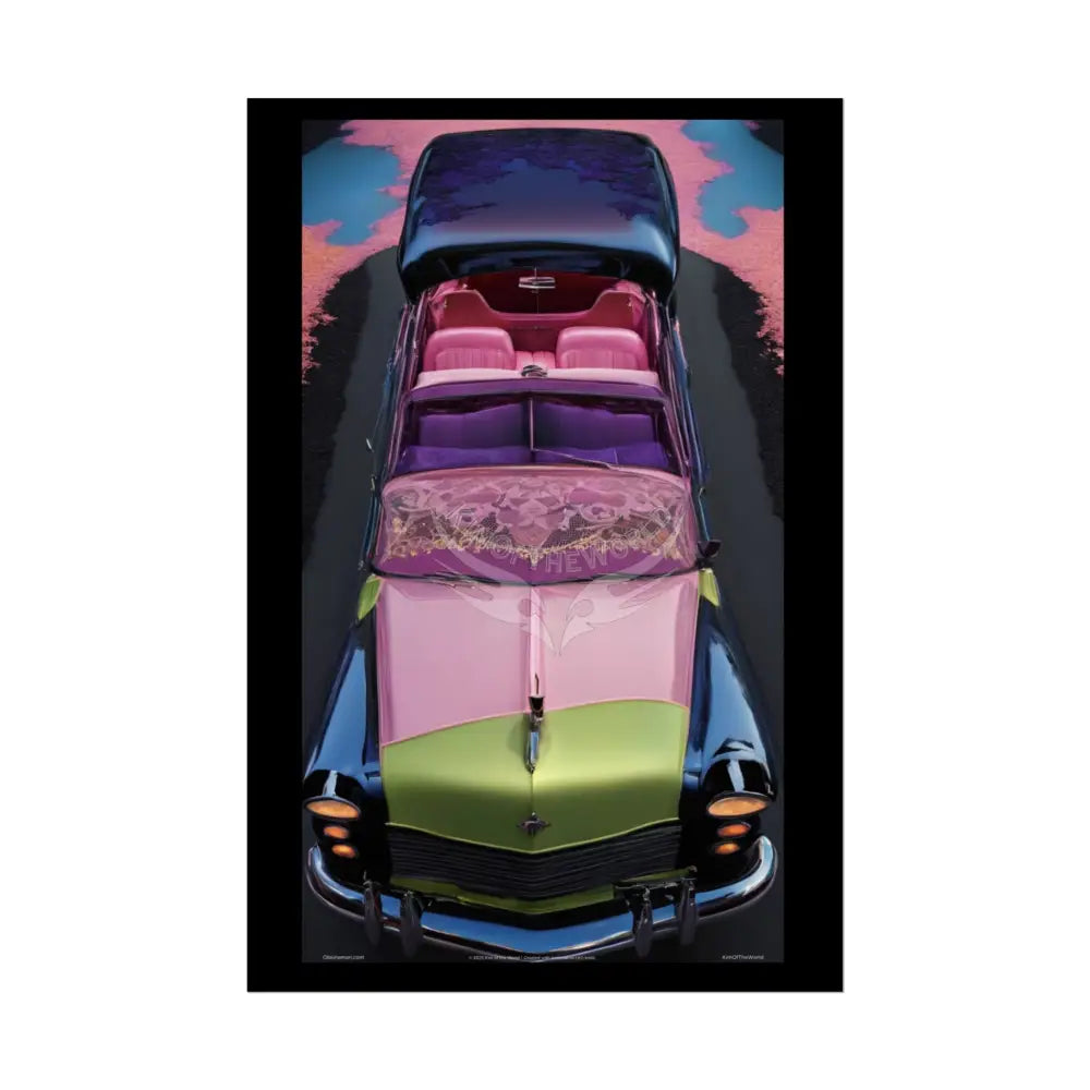 Retro Auto Flash & Flare Lace Gothic Art Poster – Iridescent Cars & Lace Rolled Poster Set Poster pieces 20″ x 30″