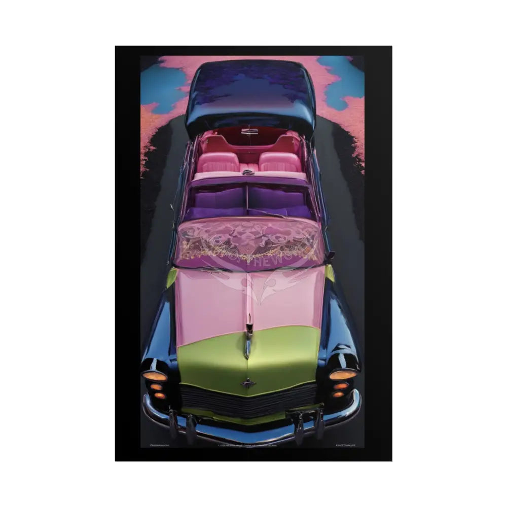 Retro Auto Flash & Flare Lace Gothic Art Poster – Iridescent Cars & Lace Rolled Poster Set Poster pieces 24’’ x 36’’