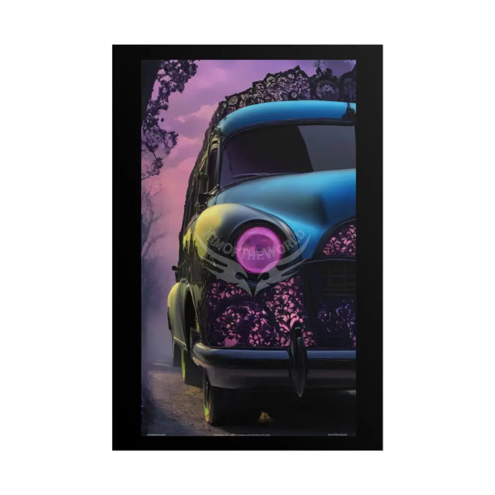 Retro Auto Flash & Flare Lace Gothic Art Poster – Iridescent Cars & Lace Rolled Poster Set Poster pieces 24’’ x 36’’