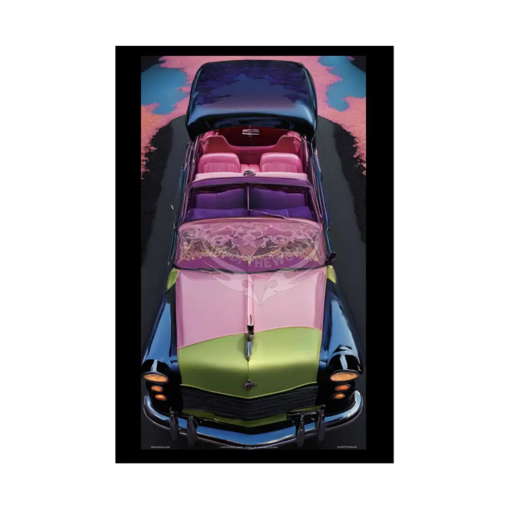 Retro Auto Flash & Flare Lace Gothic Art Poster – Iridescent Cars & Lace Rolled Poster Set Poster pieces 24’’ x 36’’