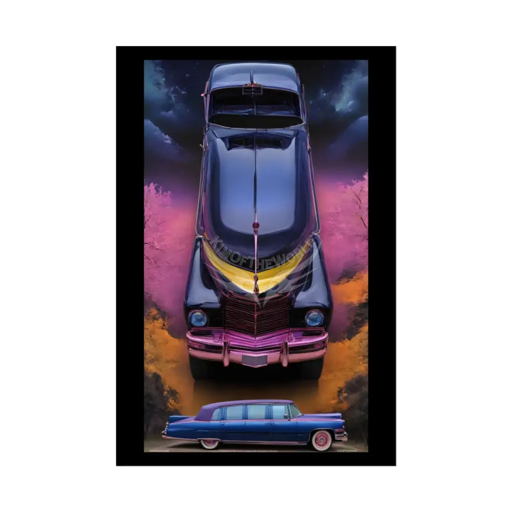 Retro Auto Flash & Flare Lace Gothic Art Poster – Iridescent Cars & Lace Rolled Poster Set Poster pieces 24’’ x 36’’