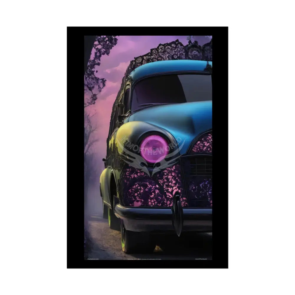 Retro Auto Flash & Flare Lace Gothic Art Poster – Iridescent Cars & Lace Rolled Poster Set Poster pieces 24’’ x 36’’
