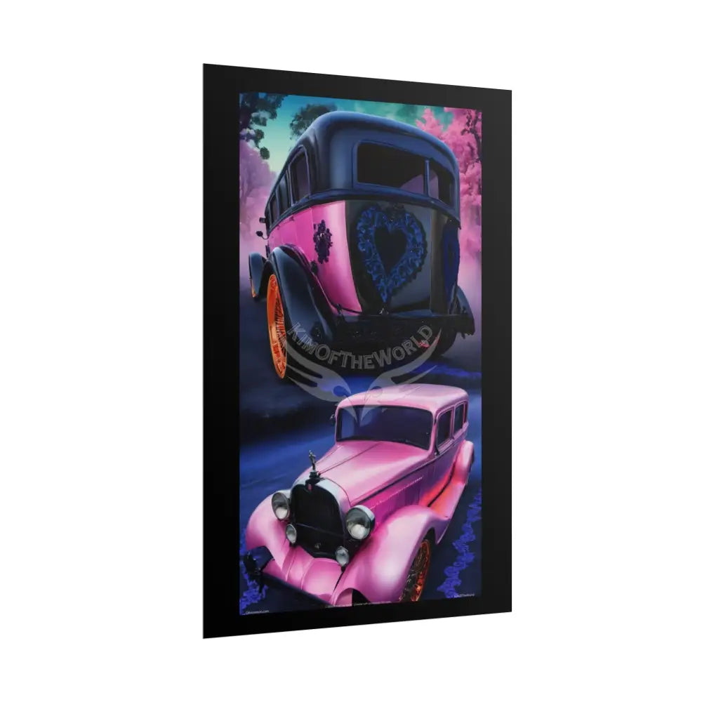 Retro Auto Flash & Flare Lace Gothic Art Poster – Iridescent Cars & Lace Rolled Poster Set Poster pieces Poster