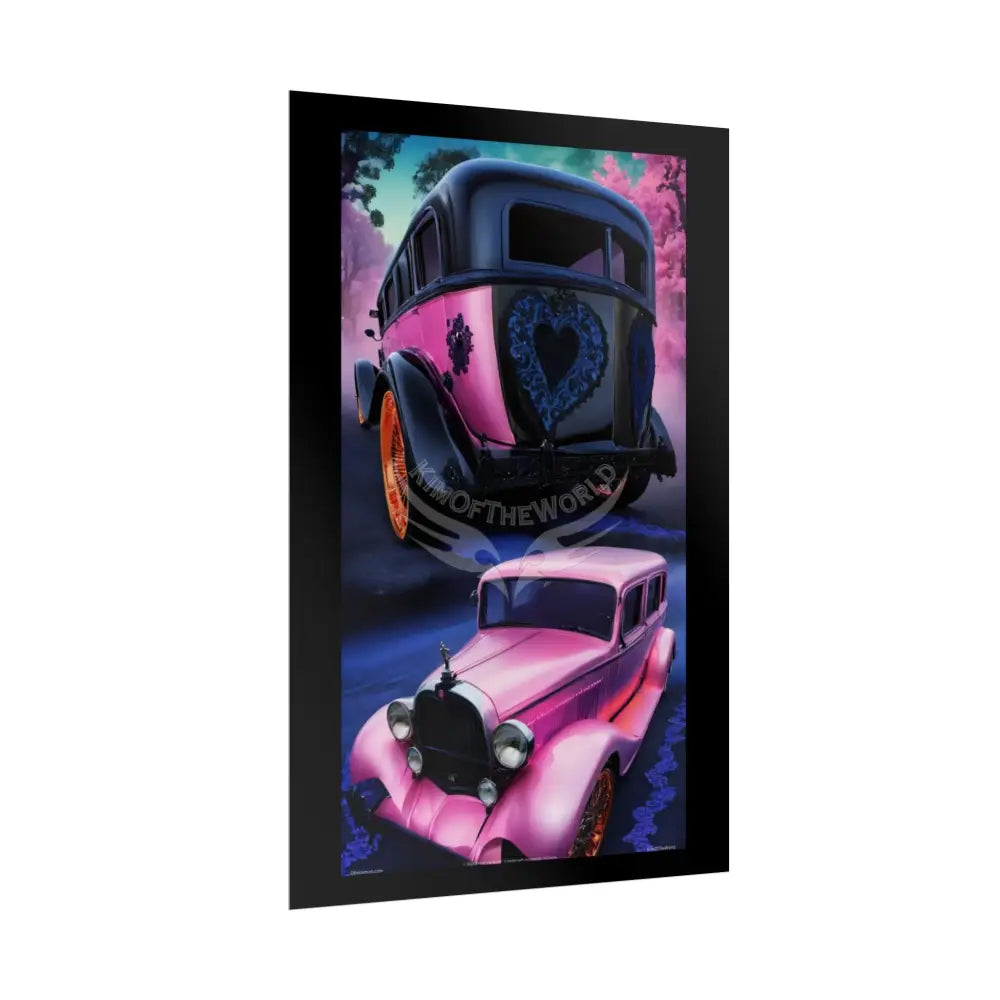 Retro Auto Flash & Flare Lace Gothic Art Poster – Iridescent Cars & Lace Rolled Poster Set Poster pieces Poster