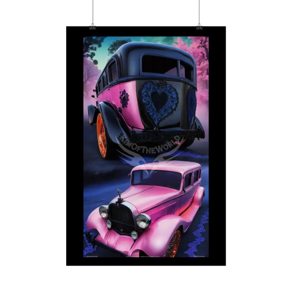Retro Auto Flash & Flare Lace Gothic Art Poster – Iridescent Cars & Lace Rolled Poster Set Poster pieces Poster