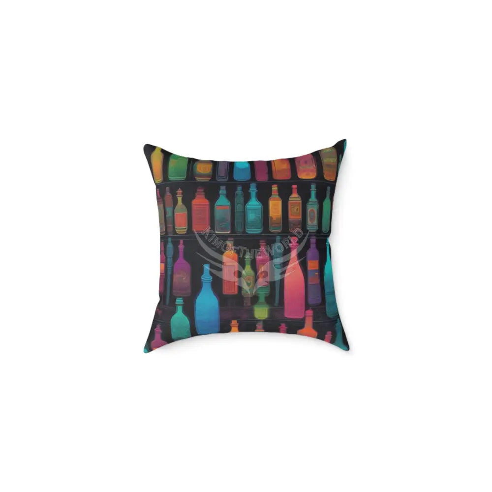 Retro Beverages on Black Square Canvas Pillow 16’’ × 16’’ Home Decor