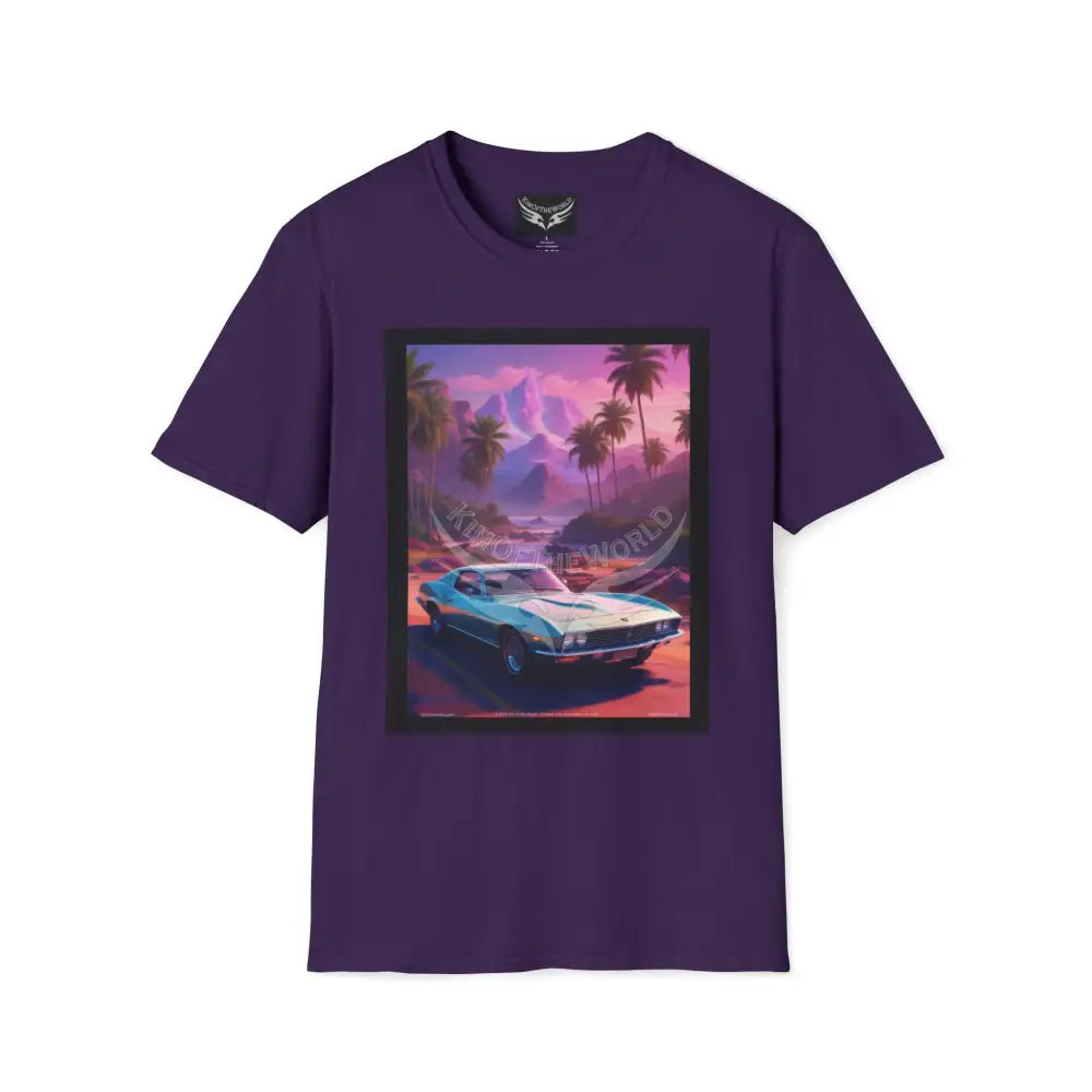 Retro Cars - Softstyle T-Shirt Purple / S T-Shirt