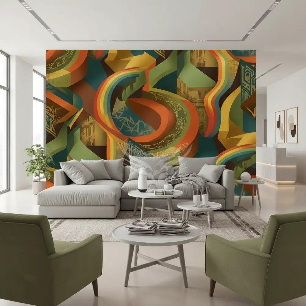 Retro Colors 3D Basic Unpasted Mural Wallpaper 144’’x100’’ - 144’’x100’’ - Wall Coverings