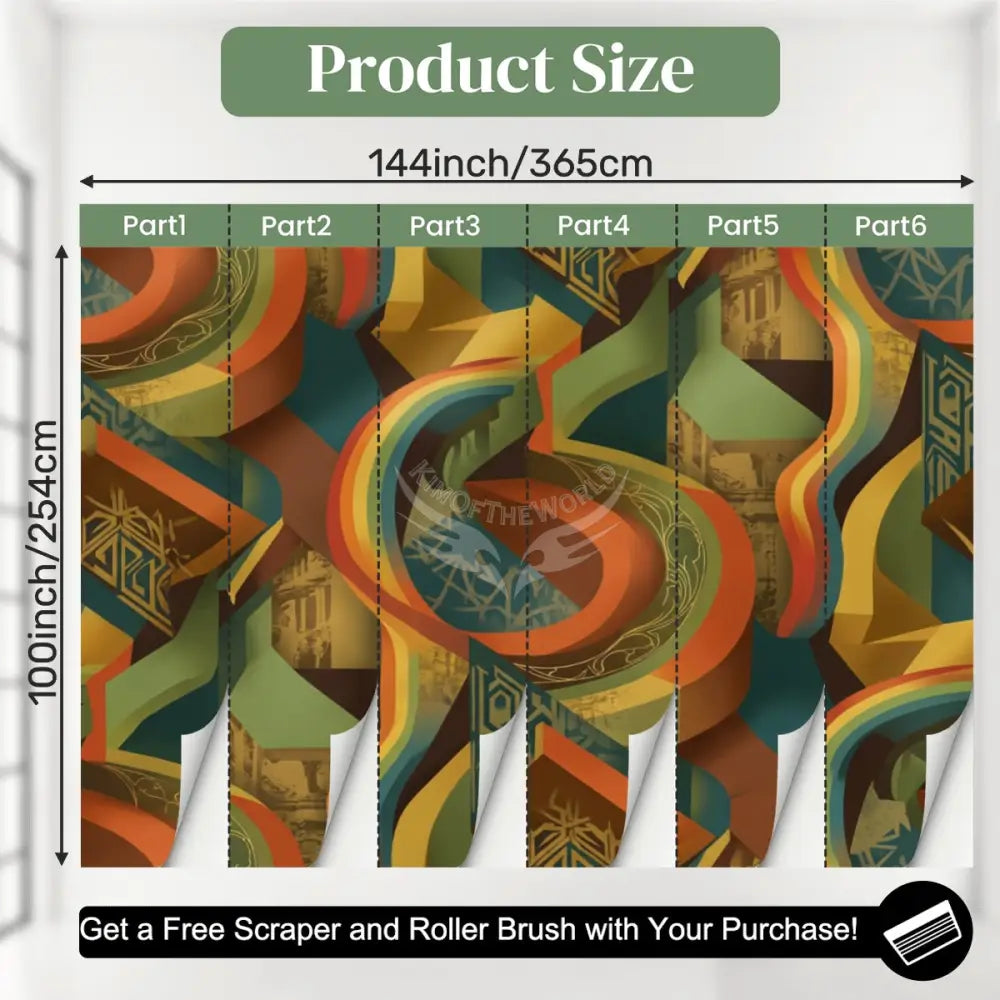 Retro Colors 3D Basic Unpasted Mural Wallpaper 144’’x100’’ 144’’x100’’ Wall Coverings