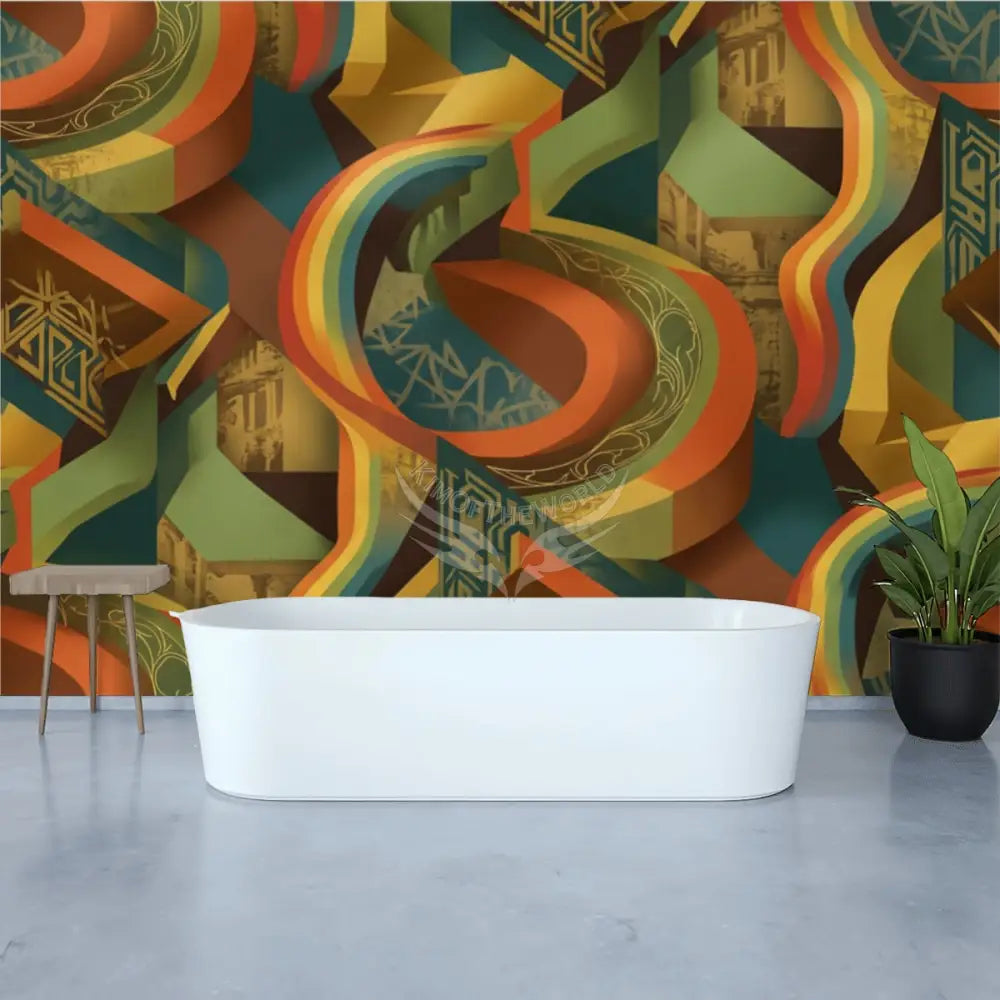 Retro Colors 3D Basic Unpasted Mural Wallpaper 144’’x100’’ 144’’x100’’ Wall Coverings