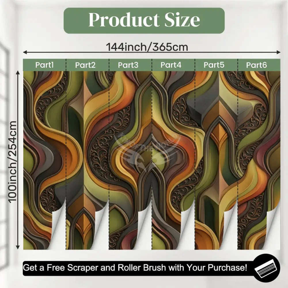 Retro Design 3D Abstract Unpasted Mural Wallpaper 144’’x100’’ 144’’x100’’ Wall Coverings
