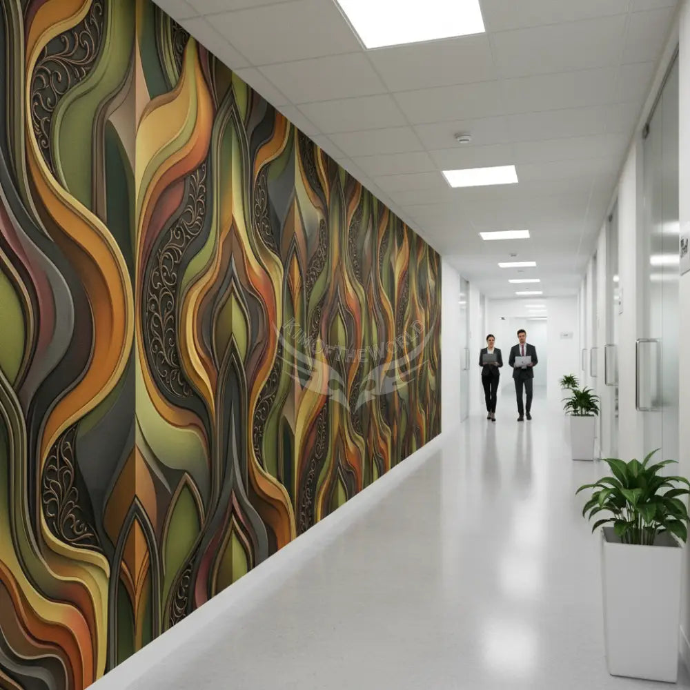 Retro Design 3D Abstract Flame Unpasted Mural Wallpaper 144’’x100’’ - 144’’x100’’ - Wall Coverings