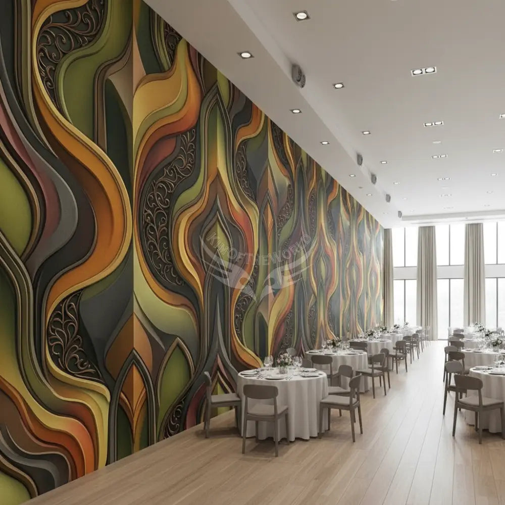 Retro Design 3D Abstract Flame Unpasted Mural Wallpaper 144’’x100’’ - 144’’x100’’ - Wall Coverings
