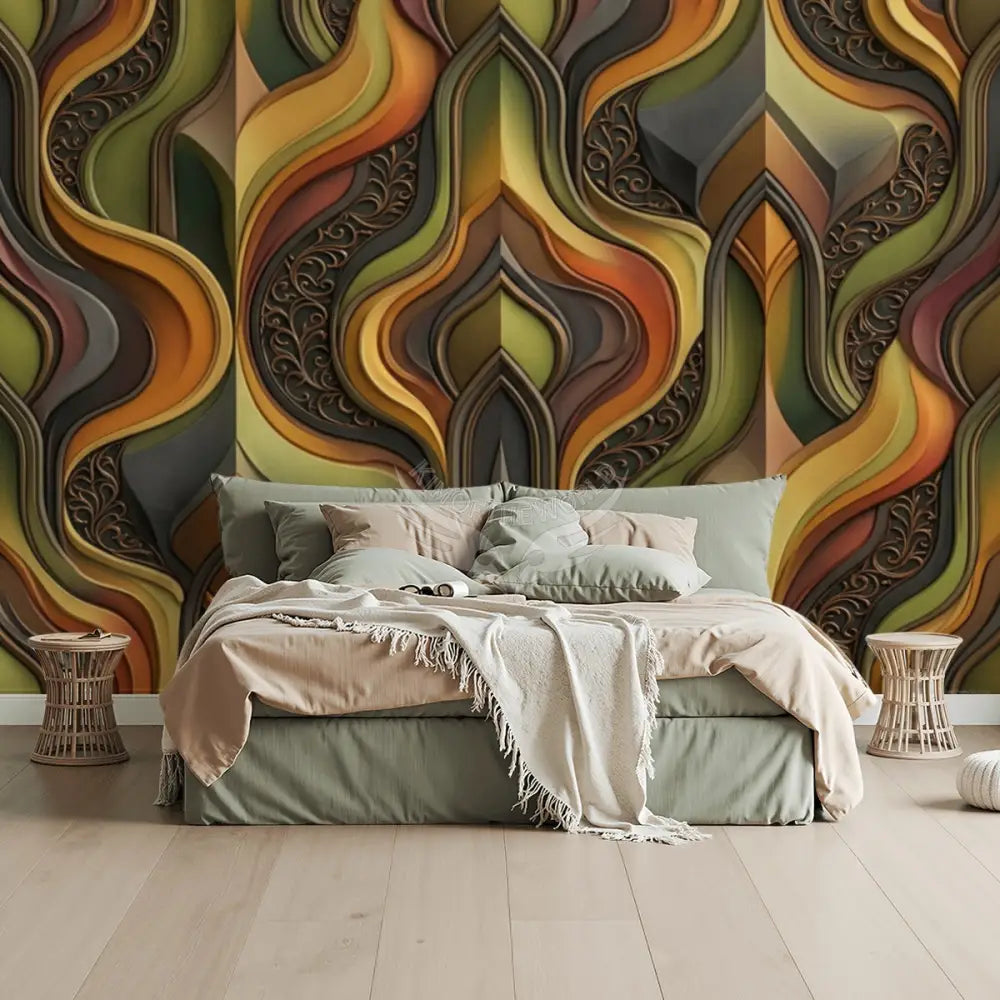 Retro Design 3D Abstract Unpasted Mural Wallpaper 144’’x100’’ 144’’x100’’ Wall Coverings