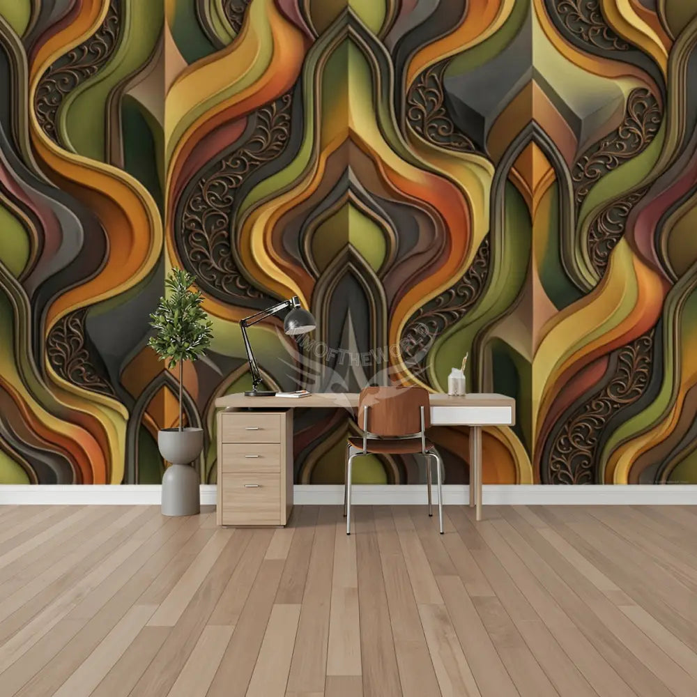 Retro Design 3D Abstract Unpasted Mural Wallpaper 144’’x100’’ 144’’x100’’ Wall Coverings