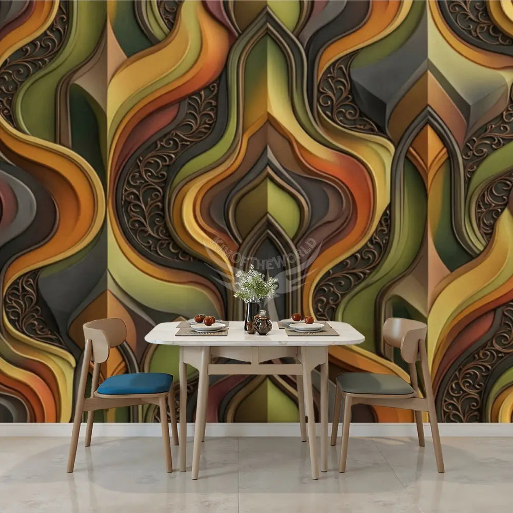 Retro Design 3D Abstract Unpasted Mural Wallpaper 144’’x100’’ 144’’x100’’ Wall Coverings