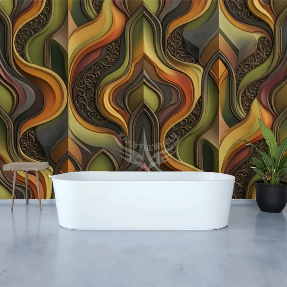 Retro Design 3D Abstract Unpasted Mural Wallpaper 144’’x100’’ 144’’x100’’ Wall Coverings