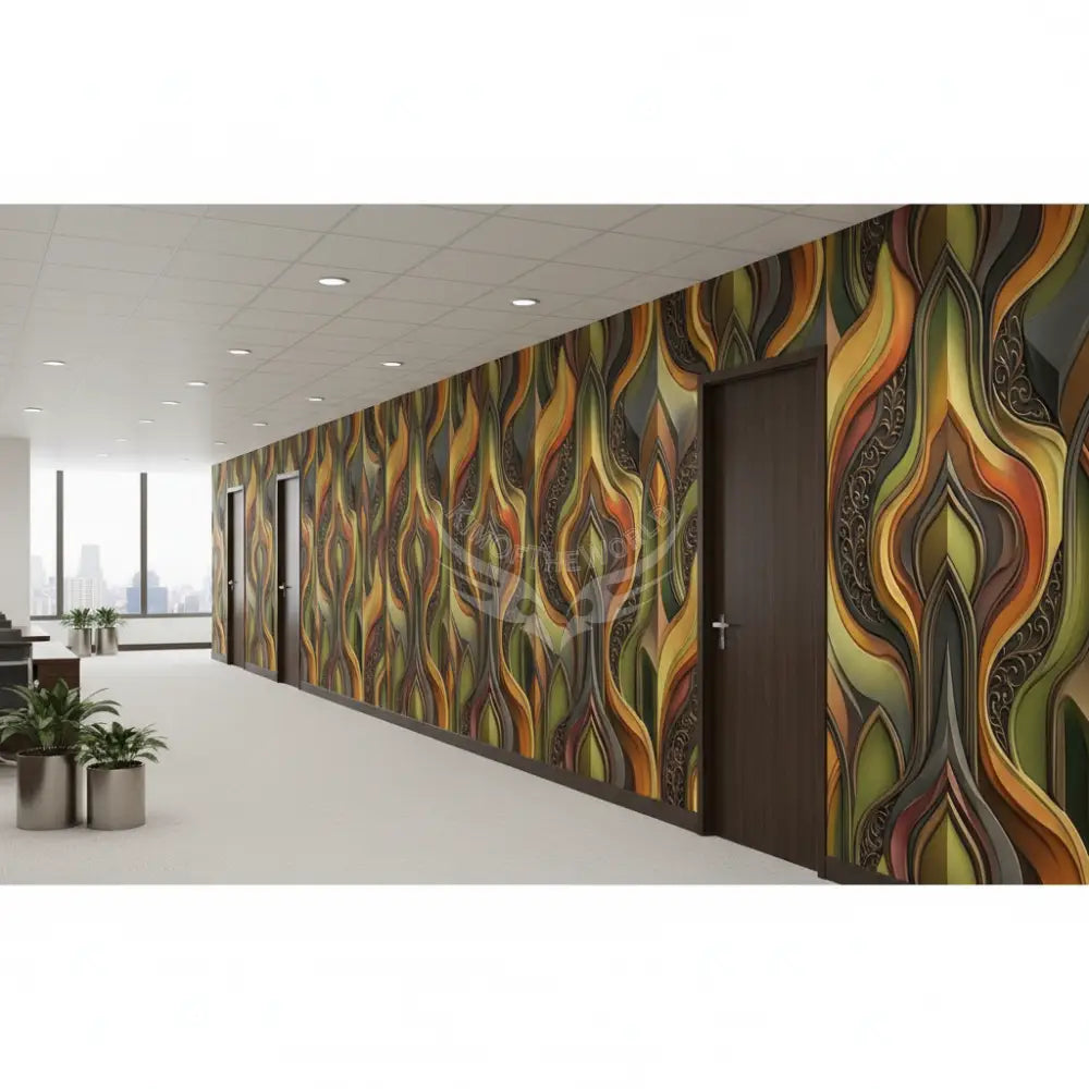 Retro Design 3D Abstract Flame Unpasted Mural Wallpaper 144’’x100’’ - 144’’x100’’ - Wall Coverings