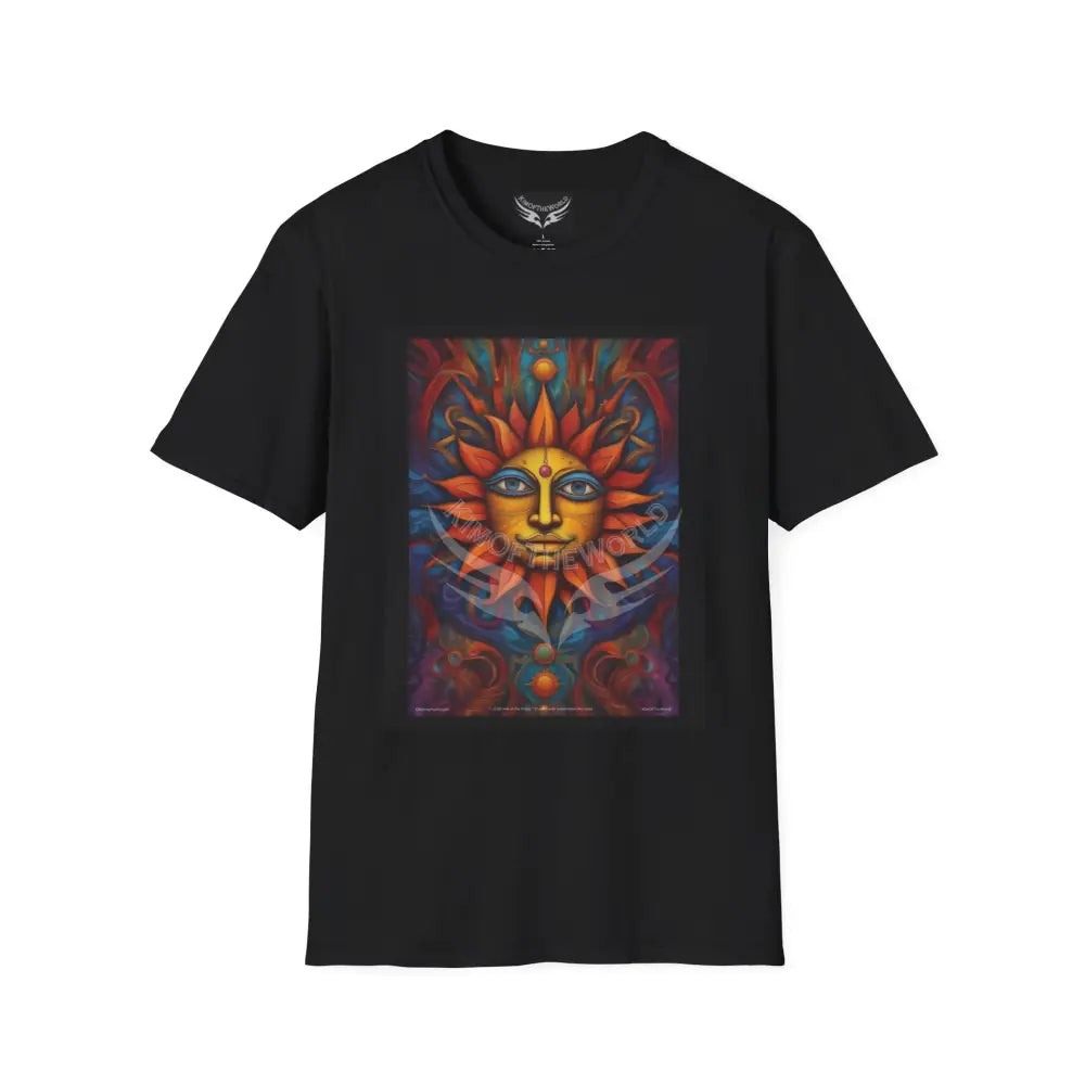 Retro Folk Sun - Softstyle T-Shirt Black / XS T-Shirt