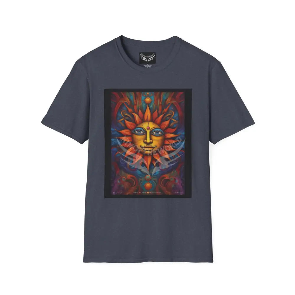 Retro Folk Sun - Softstyle T-Shirt Heather Navy / XS T-Shirt