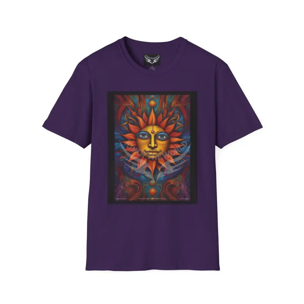 Retro Folk Sun - Softstyle T-Shirt Purple / S T-Shirt