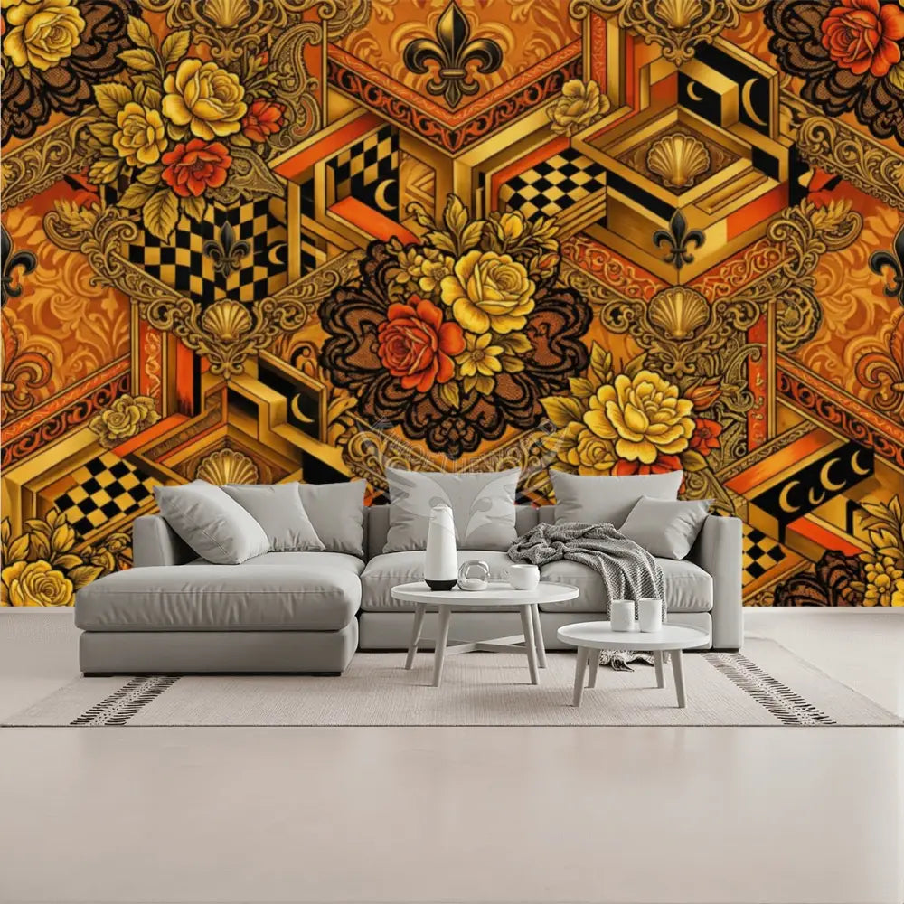 Retro Giant Fruit and Floral Unpasted Mural Wallpaper 144’’x100’’ 144’’x100’’ Wall Coverings