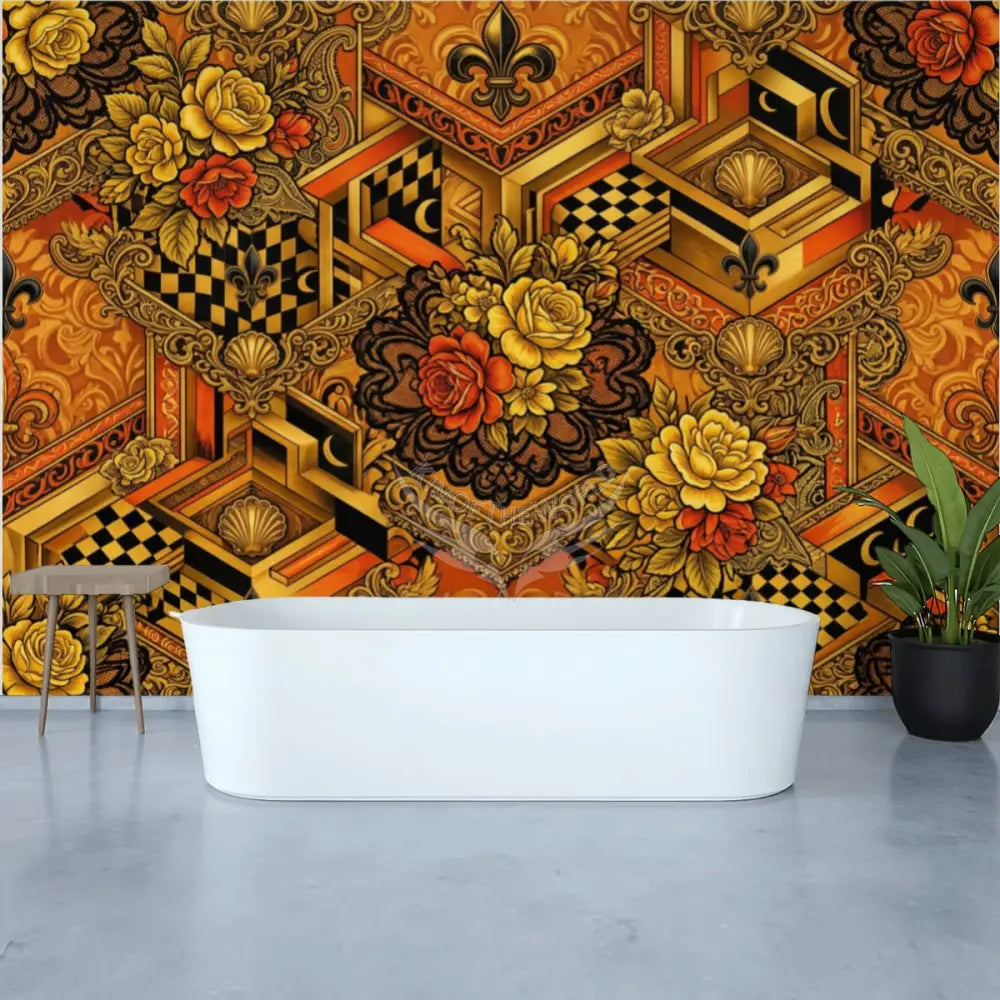 Retro Giant Fruit and Floral Unpasted Mural Wallpaper 144’’x100’’ 144’’x100’’ Wall Coverings